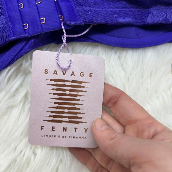 NEW Savage X Fenty Purple / Blue Lace Sexy Plunge Bra Plus Size 42DD - Picture 6 of 7